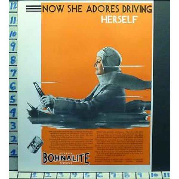 1929 BOHNLITE BEARING WOMEN FLAPPER CAR AUTO RACING GARAGE VINTAGE AD  M74 #5 image