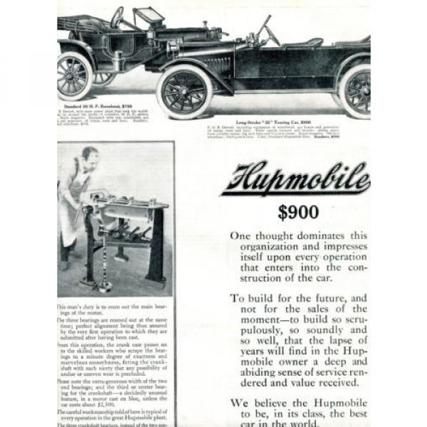 1912 HUPMOBILE Car AD. Man Reams MAIN BEARING+ YALE Twin Cyli 7 HP MOTORCYCLE AD #3 image